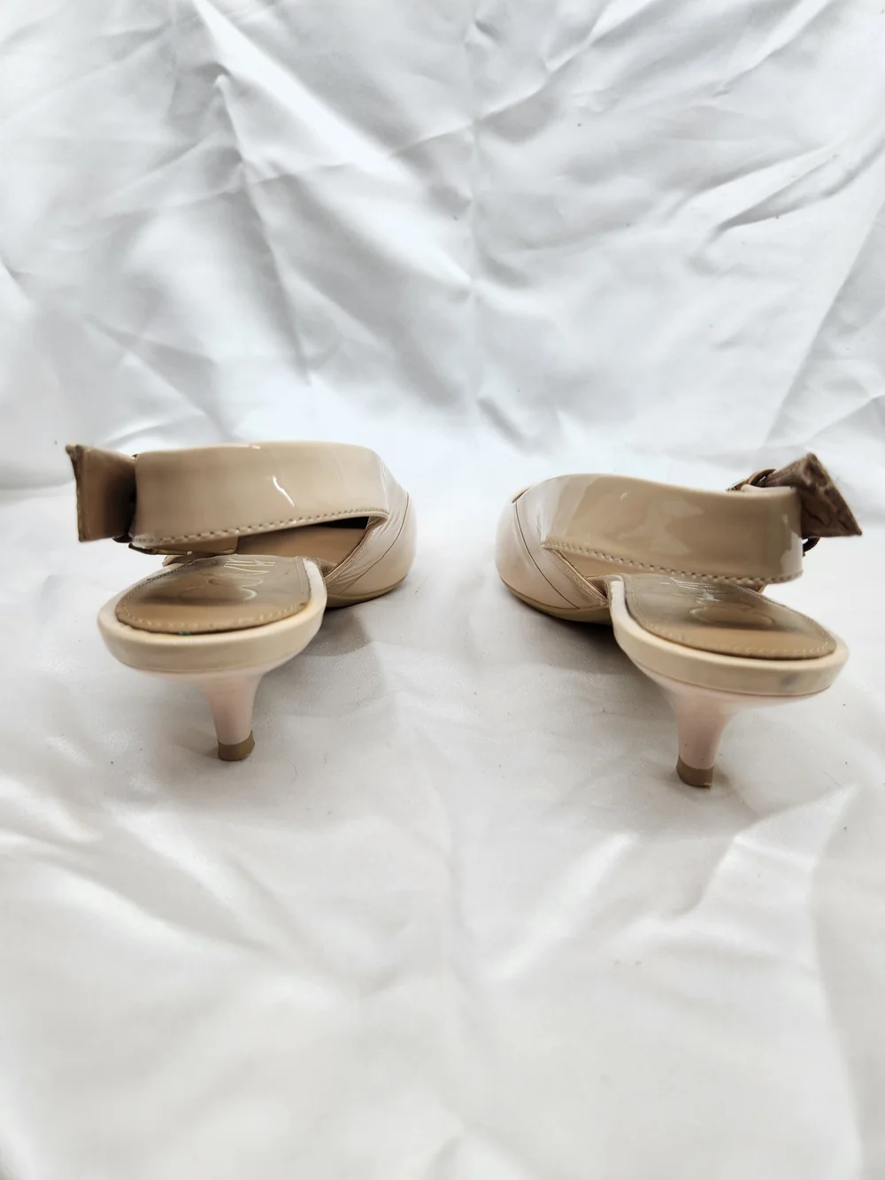 Calvin Klein Beige Patent Pointed Slingback Flats